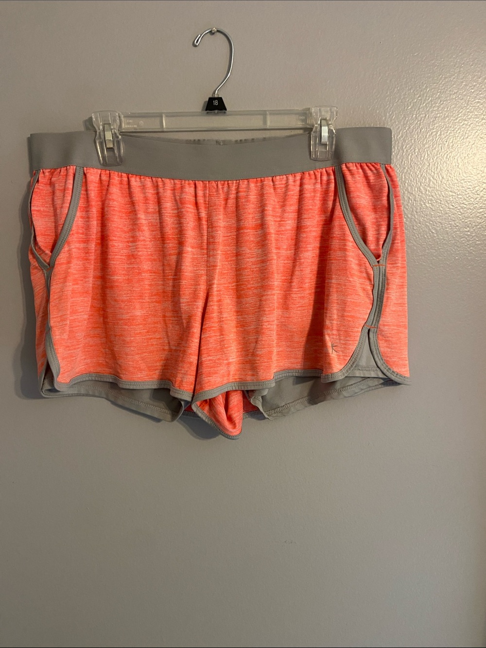 Danskin Now Coral Heather Athletic Shorts with Gray Trim